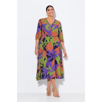 Robe midi coupe évasée, motif feuilles ULLA POPKEN