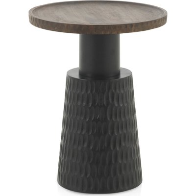 Table d appoint bois et métal finition noyer élégante RECOLLECTION