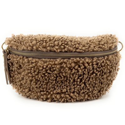 Sac banane en cuir et tissu peluche LOU PILOU OH MY BAG