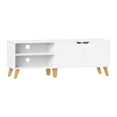 Meuble TV 2 niches et 2 portes blanc - L140 cm CALICOSY