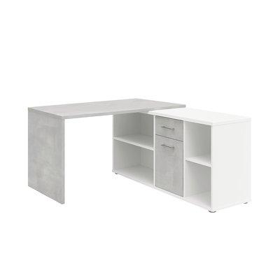 Bureau d'Angle Modulable avec Caisson, Tiroir et Étagères de Rangements - Lex CALICOSY
