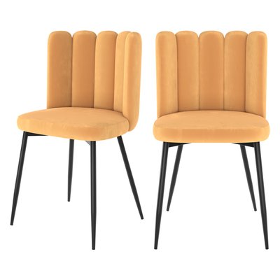 Lot de 2 chaises en velours et pieds en métal - ROSY RENDEZ-VOUS DÉCO