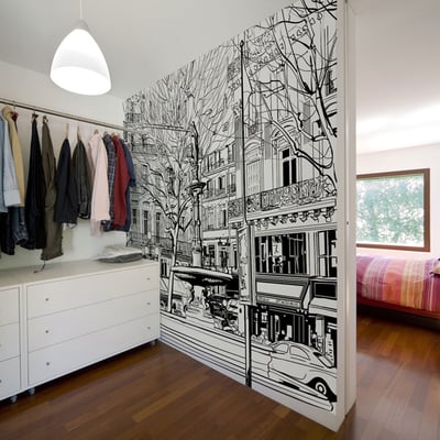 Papier peint intissé panoramique Ville et Architecture Sketch of parisian fountain EDEN
