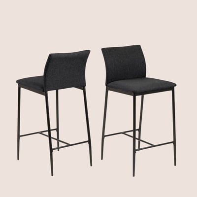 Tabourets de bar en métal et tissu gris (lot de 2) - FAUST HELLIN, DEPUIS 1862