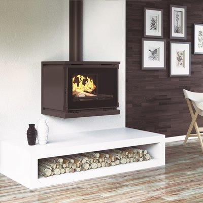 FM Poêle à bois suspendu M-170 FK 12.5kW foyer fonte et verre sérigraphié FM BIOMASA