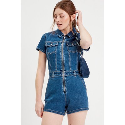 Combishort zippée en jean CACHE CACHE