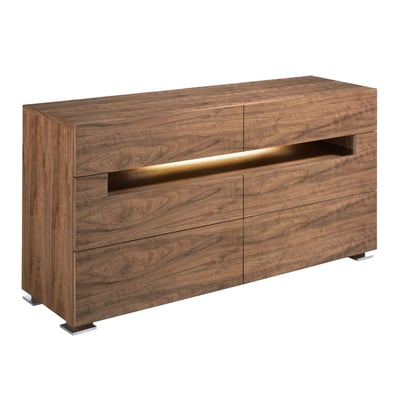 Buffet noyer et acier poli avec éclairage intérieur ANGEL CERDA