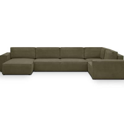 Canapé d'angle droit convertible 8 places en velours côtelé - HARPER MOD HOMIFAB