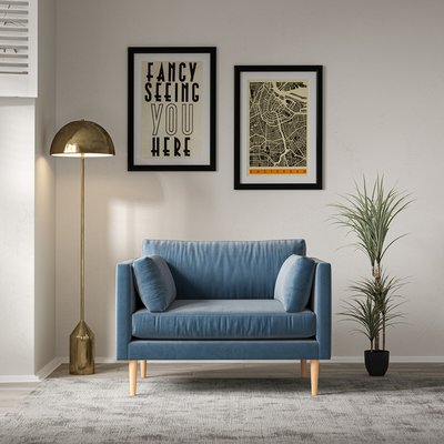 Gabriela Modern Velvet Snuggle Chair with Light Wood Legs & Feather Fillings SO'HOME