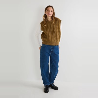 Pull sans manches à torsades en laine MONOPRIX