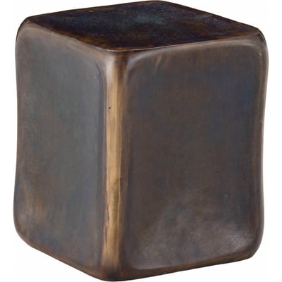 Tabouret cube en métal et laiton vieilli RECOLLECTION