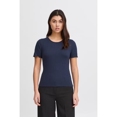 T-shirt manches courtes, coupe ajustée, col rond ICHI