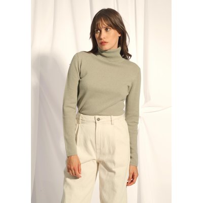 AVA pull col roulé olive en cachemire JUST CASHMERE