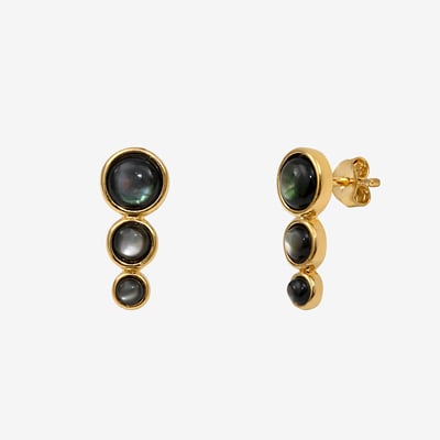 Boucles d'oreilles dorées nacre grise - andrea CAROLINE NAJMAN