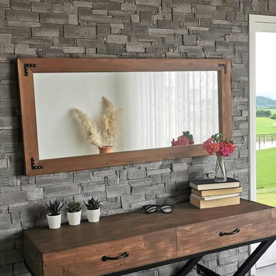 Miroir mural en bois brun - format horizontal HILO PIER IMPORT