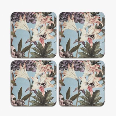 Set of 4 Bee Floral Square Coasters KEW
