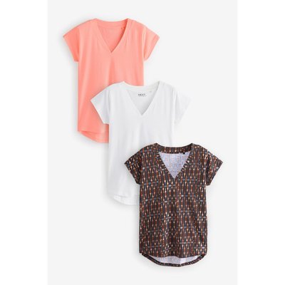 T-shirt à mancherons et col v, lot de 3 NEXT