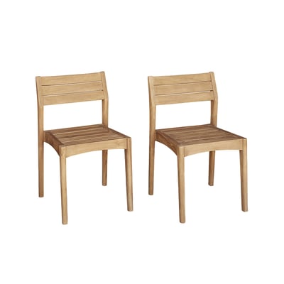 Lot de 2 chaises de jardin en teck massif  HORTENSE BERAH GETAH