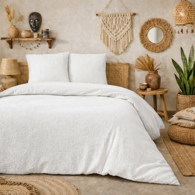 Parure housse de couette en gaze de coton lavé unie, Violette C DESIGN HOME TEXTILE