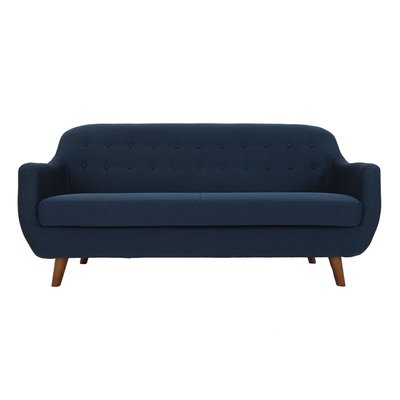 Canapé scandinave déhoussable 3 places en tissu et pieds bois YNOK MILIBOO