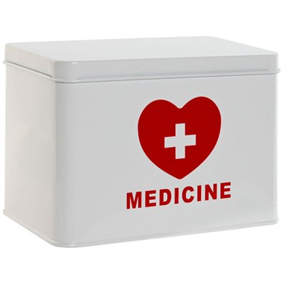 Boîte à pharmacie en métal blanc et rouge 20.5x12.5x14cm WADIGA