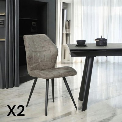 Chaise grise motif damier, (lot de 2) LOMBARDIE PIER IMPORT