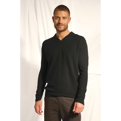Pull Col Polo Ouvert Noir Noah JUST CASHMERE