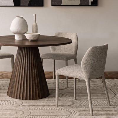 Chaises de salle à manger en tissu moucheté beige (lot de 2) - LILY HELLIN, DEPUIS 1862