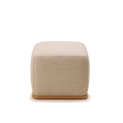 Pouf en Bois et tissu chiné naturel ARNEL MADURA