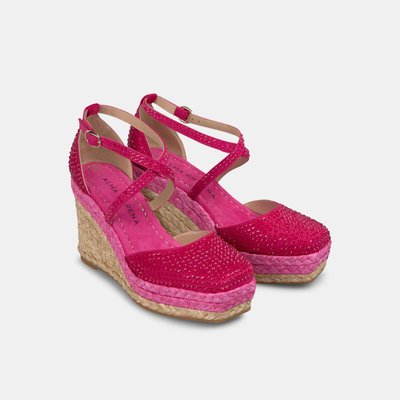 Sandales compensées tressées avec détails de strass et fermeture à boucle ALMA EN PENA