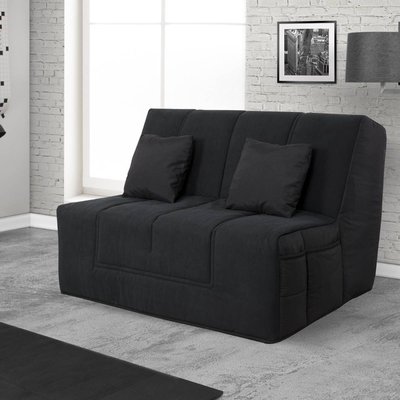 Banquette BZ LOS ANGELES 160x200, matelas Dunlopillo, coton noir RELAXIMA