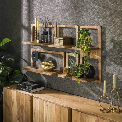 Etagère murale en bois d'acacia style 70s (lot de 5) MELBOURNE PIER IMPORT