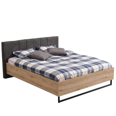 Lit 2 places avec cadre en bois et capitonné 160 x200 HOMESTYLE4U