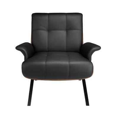 Fauteuil en similicuir noir et noyer ANGEL CERDA