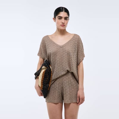 Short en maille ajouré, détails fil textile MONOPRIX