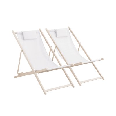 Chaise de jardin acier pliante multi positions avec coussin (lot de 2) MATERA SWEEEK