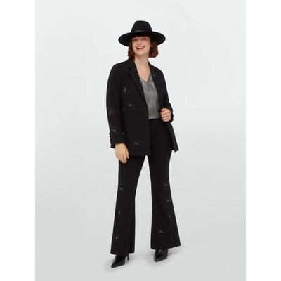 Pantalon modèle flare avec applications de strass thermocollant à effet feu d’artifice dans le bas de la jambe FIORELLA RUBINO