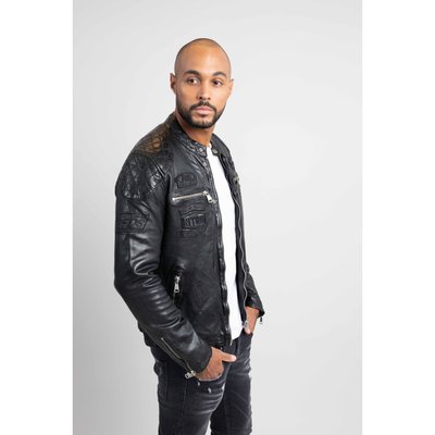 Blouson cuir matelassé homme clearance