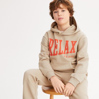 Sweat à capuche et à message en molleton LA REDOUTE COLLECTIONS