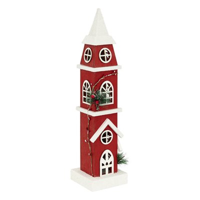 Décoration clocher rouge H49cm 8 LED blanc chaud à piles FEERIC LIGHTS & CHRISTMAS