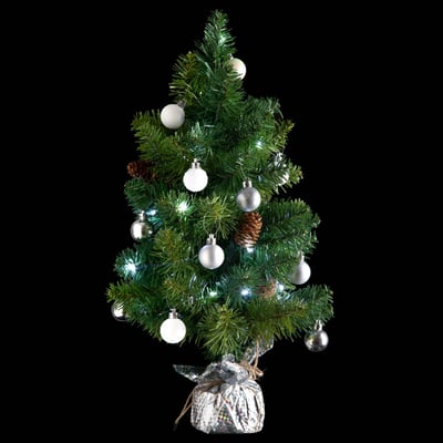 Sapin H50 cm avec décorations et guirlande lumineuse copper 20 LED ATMOSPHERA