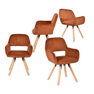 Lot de 4 chaises de salle à manger velours côtelé scandinave, CROMWELLMID MEUBLES COSY