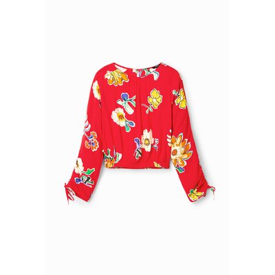 Desigual - Blouse courte froncée fleurs DESIGUAL