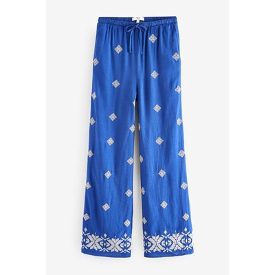 Pantalon large brodé contenant du lin NEXT