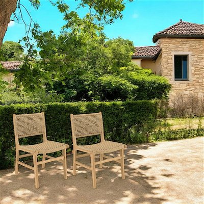 Chaise de jardin en teck tressage couleur naturelle (lot de 2) SUMMER PIER IMPORT
