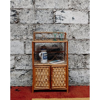 Meuble de rangement en rotin Michel N°120 - Bon état DEBONGOUT