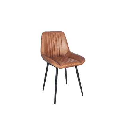 Retro Leather Dining Chair with Iron Legs SO'HOME