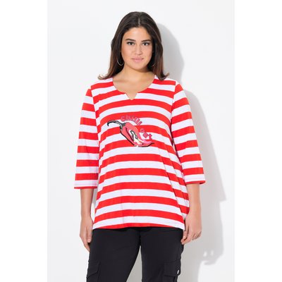 T-shirt à rayures, motif piment avec strass ULLA POPKEN