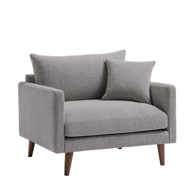 Fauteuil XL en tissu pieds bois foncé - VILLABON DRAWER
