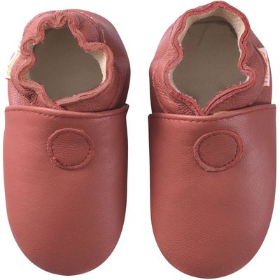 Chaussons bébé cuir souple Uni havane TICHOUPS